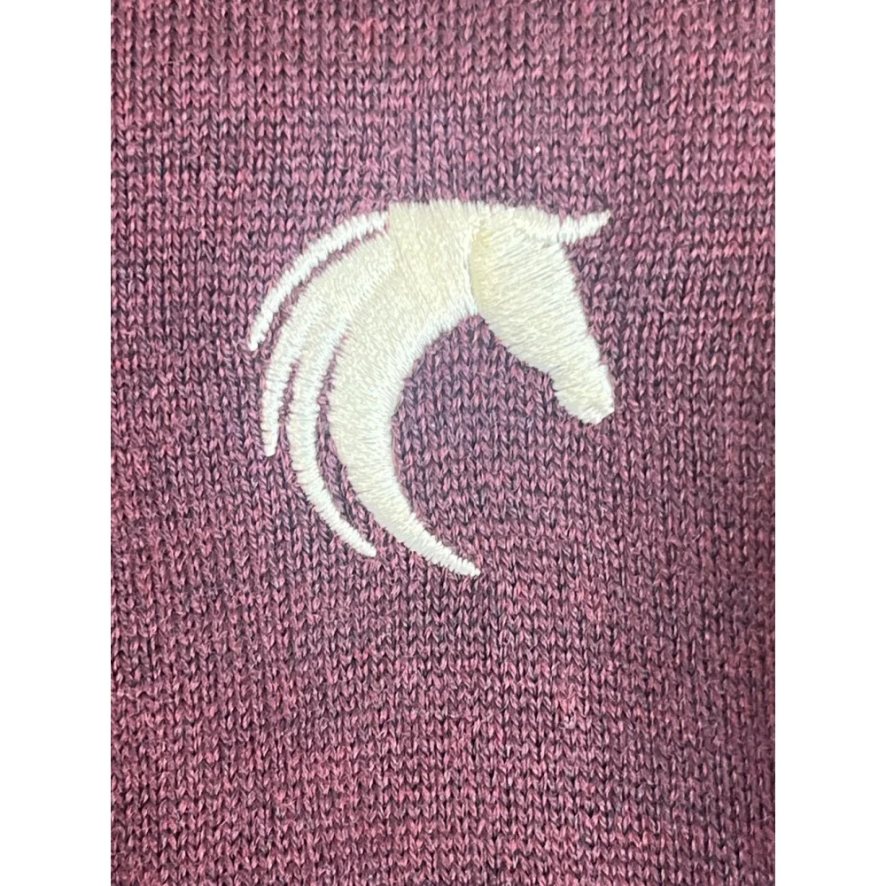 Peter Millar Sweater Mens XL Burgundy Quarter Zip Merino Wool Blend Horse Logo‎